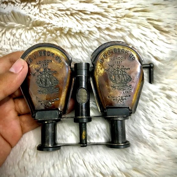Antique Other - Nautical Vintage Antique Brass Binocular Spyglass telescope